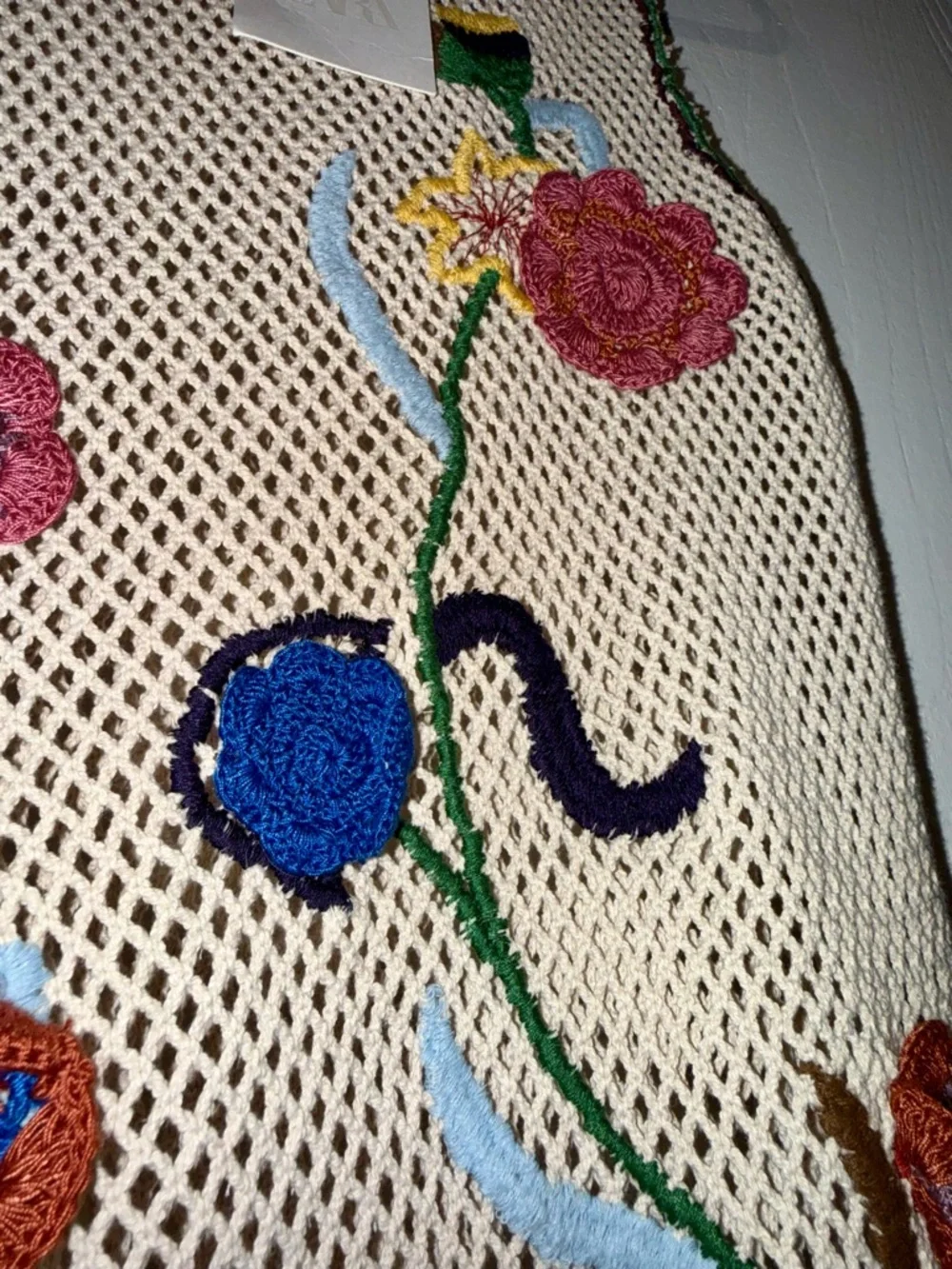 Zara Embroidered Crochet Floral Tank Dress in Cream/Multi NWT Size Medium - Picture 6 of 13